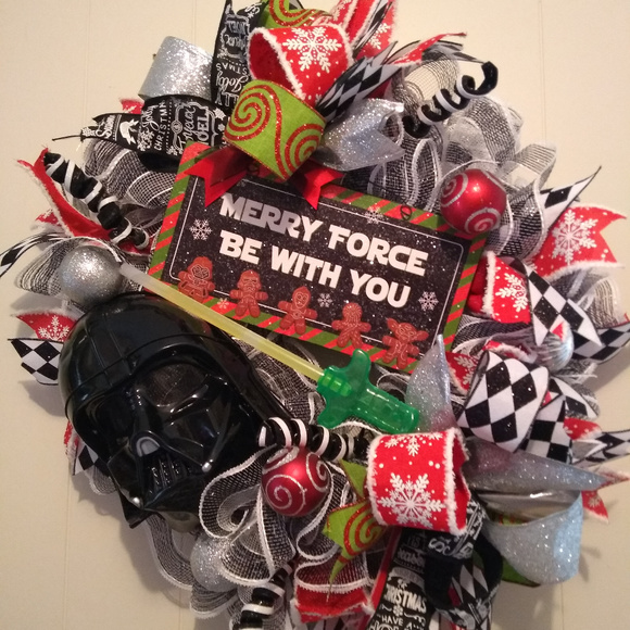 photo Star Wars Christmas Wreath star wars christmas wreath light saber ooak